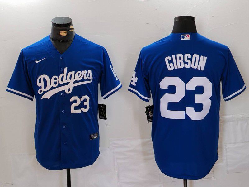 Men Los Angeles Dodgers 23 Gibson Blue Nike Game 2024 MLB Jersey style 4